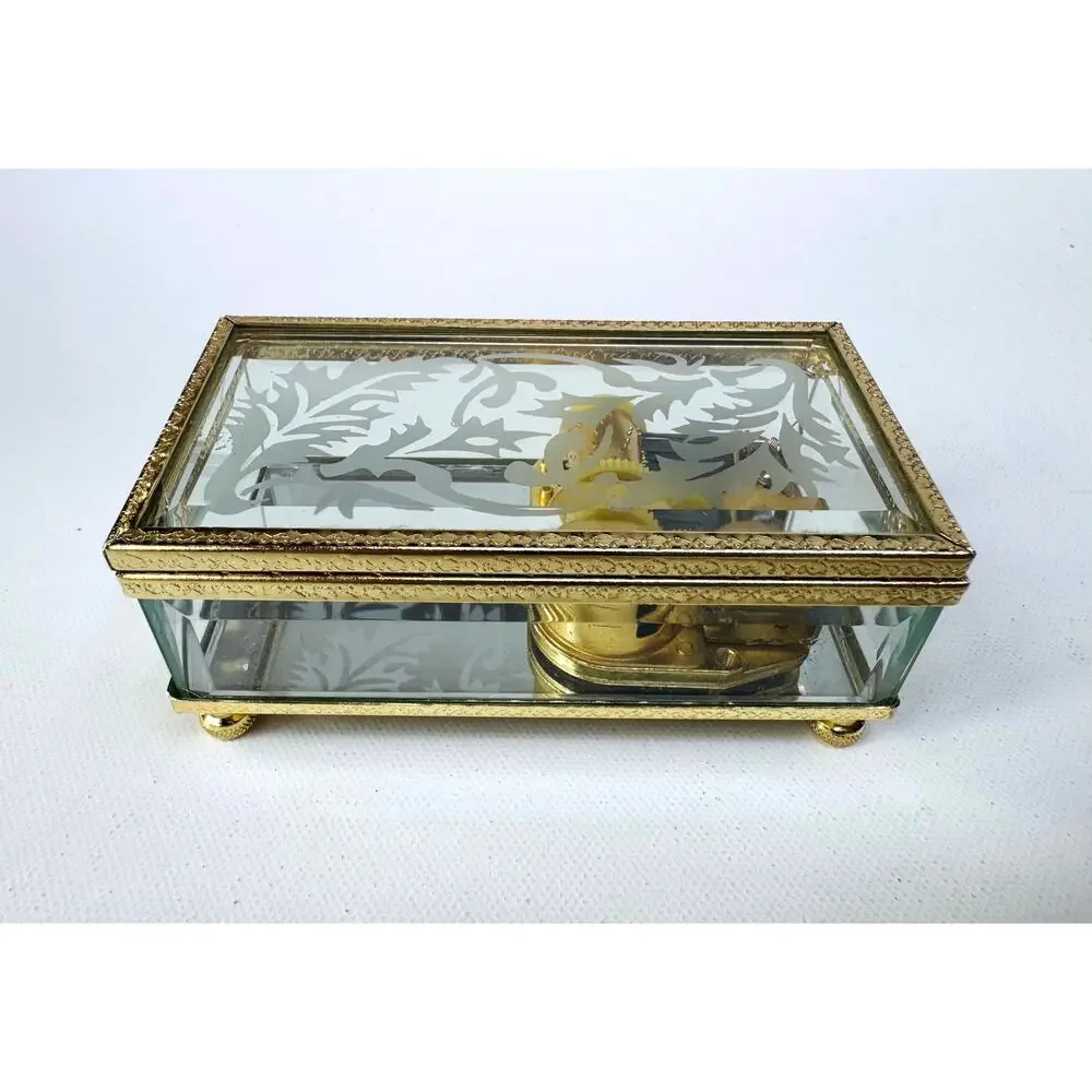 Vintage Yunsheng Beveled Glass Jewelry Box Music Box